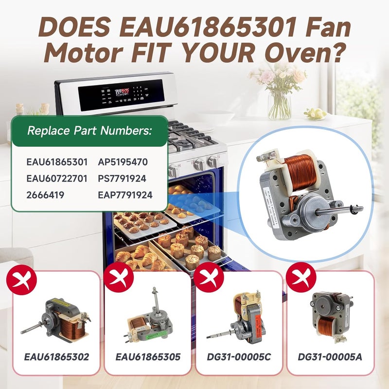 iouxvt EAU61865301 Range Convection Fan Motor Compatible with LG LRE3193ST LRE3085ST LRE3193BM, EAU61865301 AC Fan Blower Motor Replace EAU60722701 2666419 AP5679700 PS7791924 STPD00051624 AC Blower - Image 4